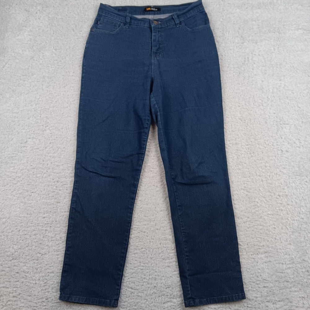 Lee Jeans Classic Fit Straight Leg Women 10 Blue High Rise Denim 3051838